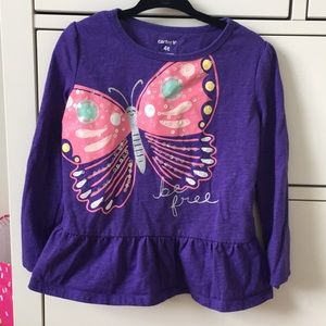 Sparkly butterfly long sleeve tee
